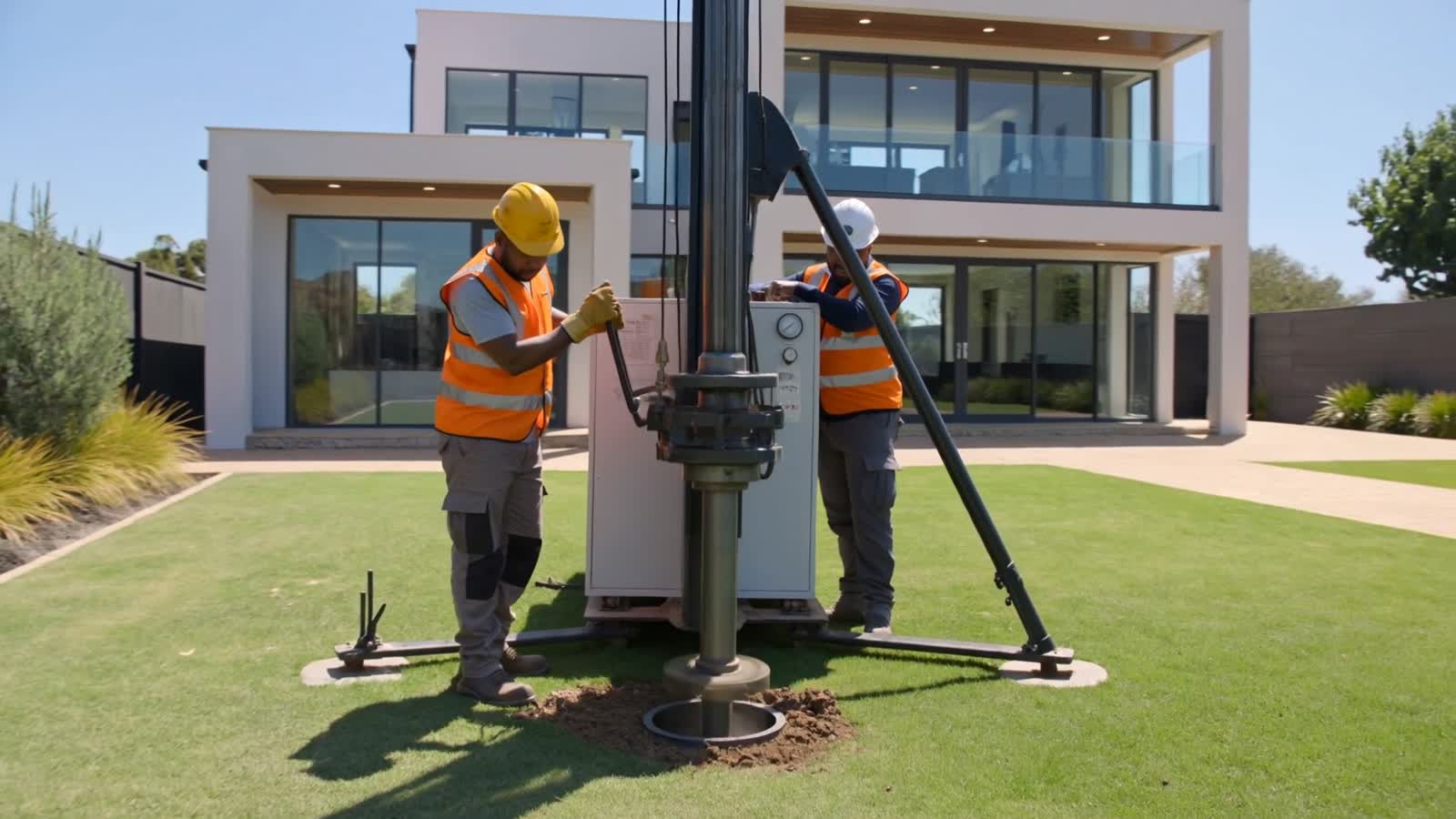 Borehole drilling rig at work on a Johannesburg property